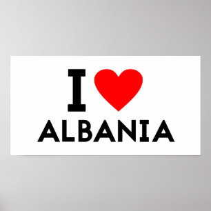 Poster j'aime Albanie pays nation symbole du coeur
