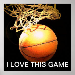 Poster J'Aime Ce Jeu Basketball Sport Motivationnel