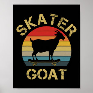 Poster J'aime Chèvre Skateboard Skateur Chèvre Patinage C