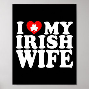 Poster J'aime cœur ma femme irlandaise jour de la Saint-P