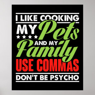 Poster J'Aime Cuisine Mes Animaux De Compagnie Et Mon Uti