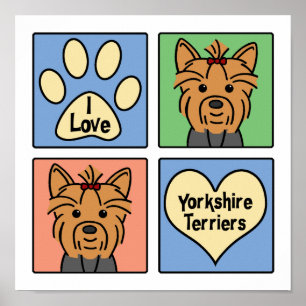 Poster J'aime des terriers de Yorkshire