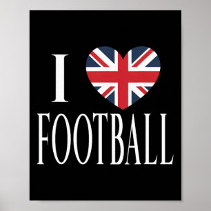 Poster J'aime Footll Drapeau Grande-Bretagne Cœur Footbal