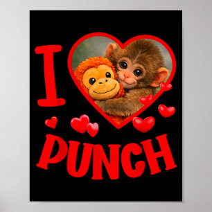 Poster J'aime frapper mignon bébé singe poing