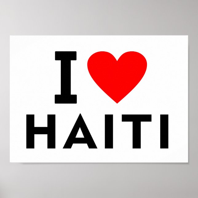 Poster J'aime Haïti pays comme Voyage cardiaque système d (Devant)