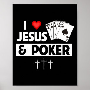 Poster J'Aime Jésus Et Cartes De Poker Royal Flush Casino