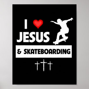 Poster J'aime Jésus et le skateboard Astuces de skateboar