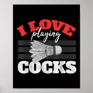 Poster J'Aime Jouer S Shuttle Birdie Badminton