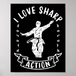 Poster J'aime l'action vive des arts martiaux de karaté F