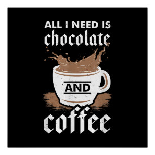 Poster J'Aime Le Chocolat Et Le Café