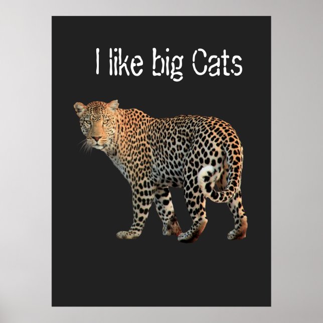 Poster J'aime le design de gros chats Leopard à la person (Devant)