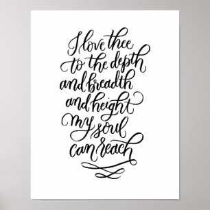 Poster J'aime le poème écrit à la main en noir