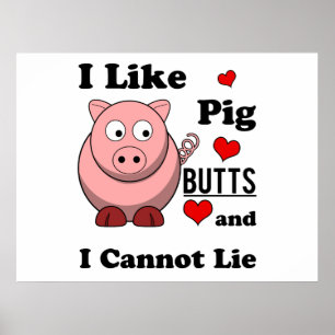 Poster J'Aime Les Beurres De Cochon Drôle Porc Butt Rôti