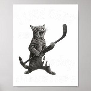 Poster J'Aime Les Chats Et Le Hockey Peut-être 3 Personne