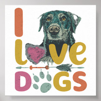 Poster J'aime les chiens