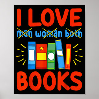 Poster J'aime les livres drôle Aroace cadeau d'amateur de
