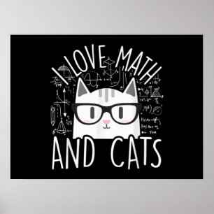 Poster J'Aime Les Maths Et Les Chats Cute Kitty Chat