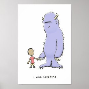 Poster j'aime les monstres