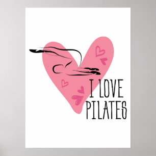 Poster J'AIME LES PILATES et les pots de Pilates