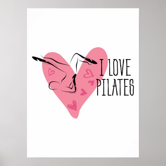 Poster J'AIME LES PILATES et les pots de Pilates (Devant)