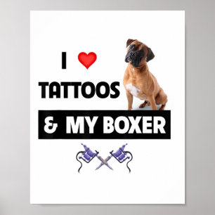 Poster J'Aime Les Tatouages Et Mon Chien Tatoué De Chien 