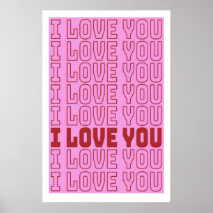 Poster J'aime l'impression de typographie d'art de la Sai