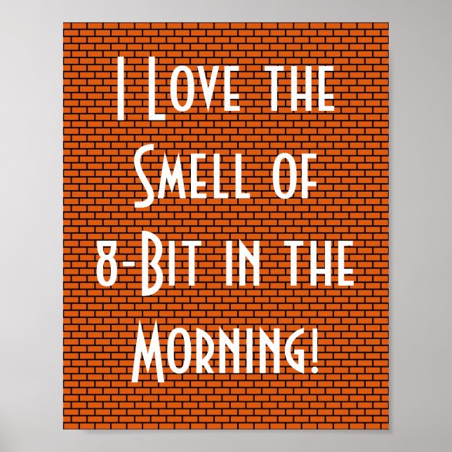 Poster J'aime l'odeur de 8 bits le matin, Orange (Devant)
