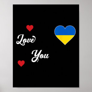 Poster J'aime l'Ukraine avec le drapeau ukrainien dans un