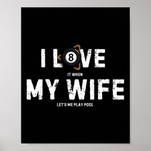 Poster J'Aime Ma Femme Billard Vintage Joueur de piscine