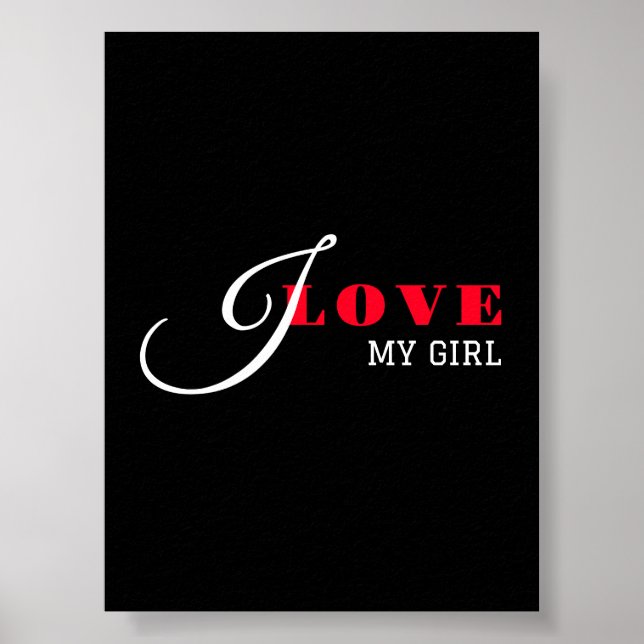 Poster J'aime ma fille (ajoutez votre texte) Noir Valenti (Devant)