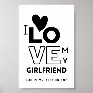Poster J'aime ma petite amie Elle est ma meilleure amie C