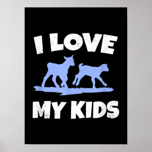 Poster J'Aime Mes Enfants Pour Un Cadeau Paysan De Chèvre