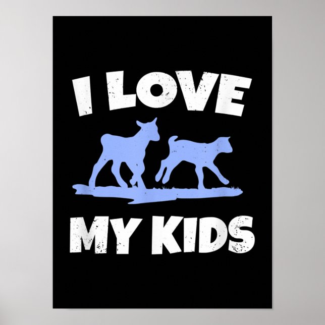 Poster J'Aime Mes Enfants Pour Un Cadeau Paysan De Chèvre (Devant)