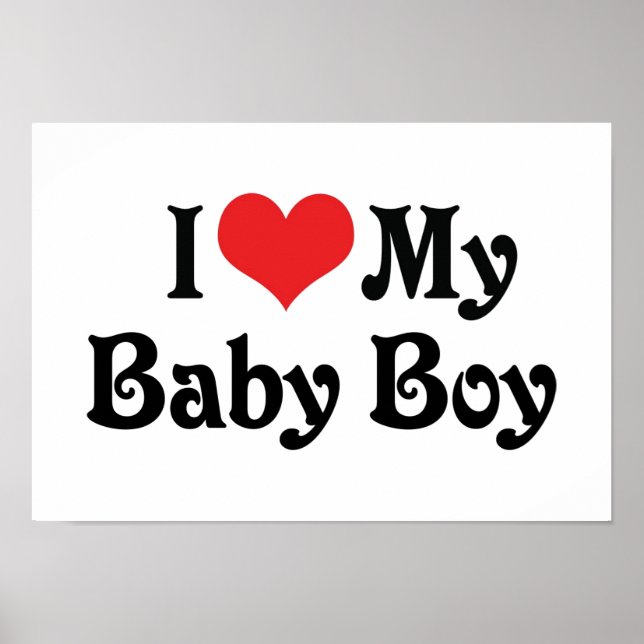 Poster J'aime mon bébé garçon (Devant)