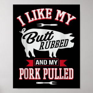Poster J'Aime Mon Beurre Et Mon Porc Tiré Funny Gri