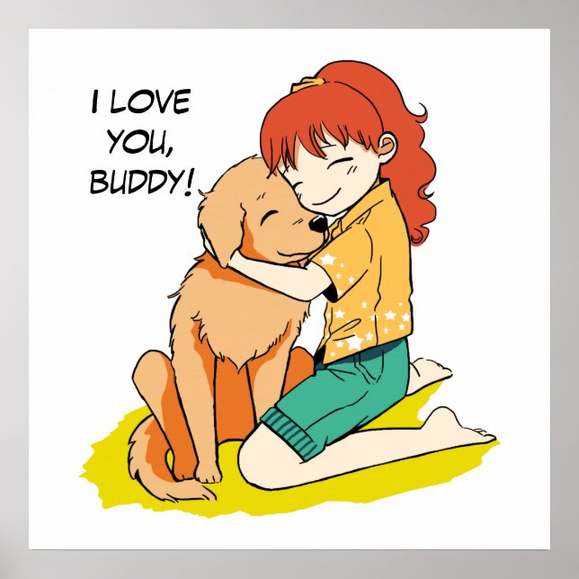 Poster J'aime mon chien (Devant)