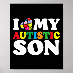 Poster J'Aime Mon Fils Autiste Puzzle Pièce Autisme Homme