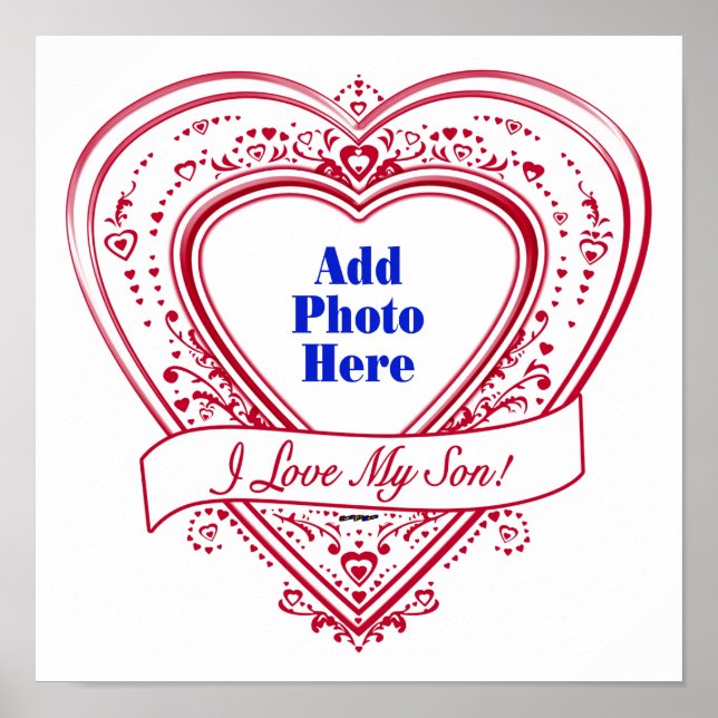 Poster J'Aime Mon Fils ! Photo Red Hearts (Devant)