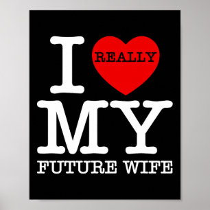 Poster J'aime mon futur femme mariage fiancée marié 