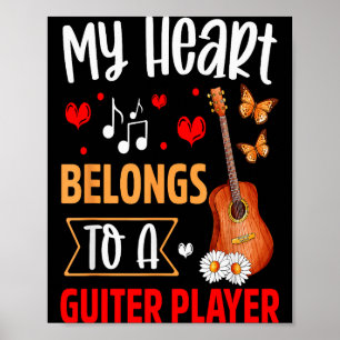 Poster J'aime mon mari joueur de guitare femme cadeaux Va