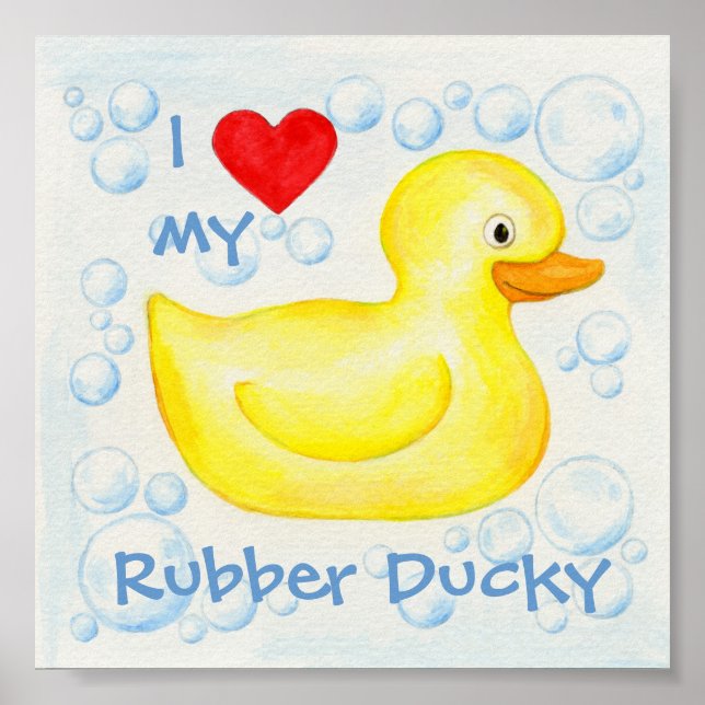 Poster J'aime mon papier d'art en caoutchouc Ducky (Devant)