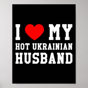 Poster J'aime mon Ukrainien chaud mari Cœur Rouge 