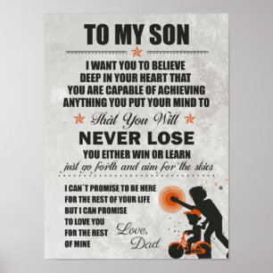 Poster J'Aime Papa, À Mon Fils, Papa Fils Bike Ne Perds J