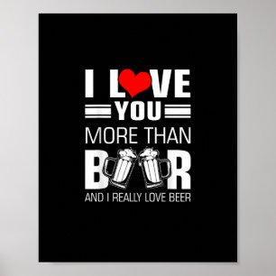 Poster J'aime plus que la bière, style drôle et joueur 