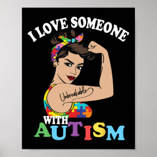 Poster J'Aime Quelqu'Un Avec Autisme Maman Autisme Indest