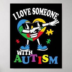 Poster J'Aime Quelqu'Un Avec L'Autisme Dabbing Heart Kids