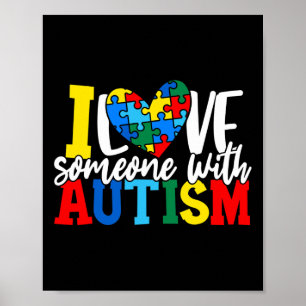 Poster J'aime quelqu'un avec l'autisme Sensibilisation à