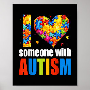 Poster J'Aime Quelqu'Un Avec Sensibilisation sur l'autism