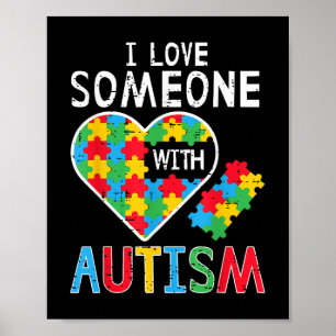 Poster J'Aime Quelqu'Un Avec Sensibilisation sur l'autism