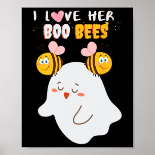 Poster J'Aime Son Boo Bees Drôle Halloween Couple Husnd B